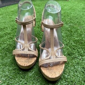 Michael Kors Cork Heel Wedge Sandal Sz 9